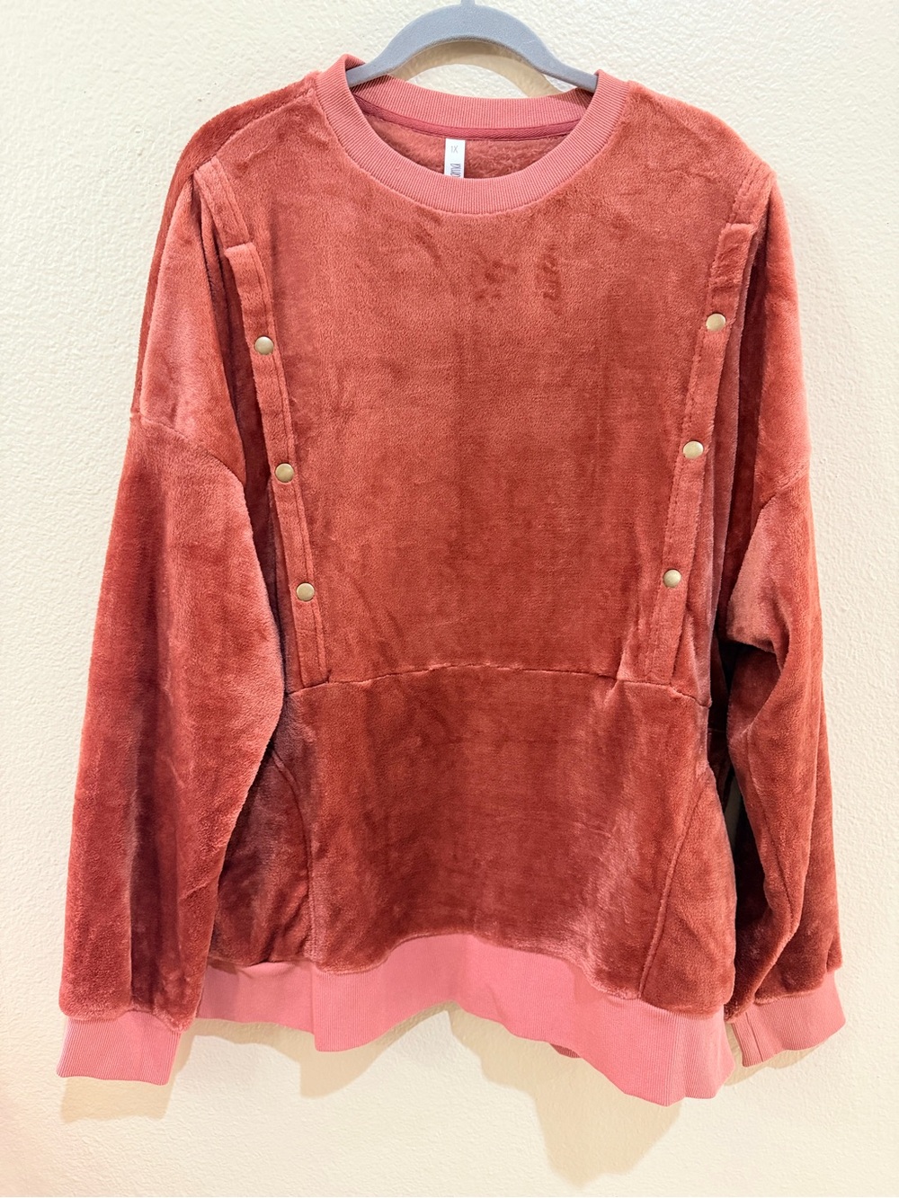 NWT Latched Mama Nursing Velour Crewneck Sweatshirt Mauve Pink Plus Size 1X